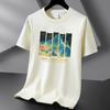 Camiseta de manga corta de algodón Xinjiang de 220 g, moderna e informal, de algodón puro, para hombre y mujer, de verano, con cuello redondo y media manga para estudiantes.