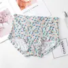 Roupa Íntima Sem Costura para Mulheres, Forro Antibacteriano de Algodão Puro, Respirável, Estampada para Meninas, Estilo Fino de Verão, Cintura Média, Tamanho Grande, Estilo Seda Gelada para Mulheres