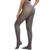 Exclusivo transfronteiriço falso transparente tamanho extra grande macacão legging de entrepernas quente feminino perna nua pantyhose espessado forrado com fleece cor da pele