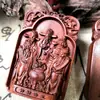 Colar pingente de jujuba madeira trovão material antigo 46 marca relevo Deus da Riqueza de cinco vias