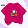 Camiseta Infantil de Halloween Negra de Manga Corta para Niños y Niñas con Estampado de Calabaza Fantasma Linda de Dibujos Animados Camiseta de Manga Corta para Niños