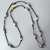 Funda para Auriculares con Botón de Cordón de Cuero Marrón Lanyard para Teléfono Correa Larga Cruzada Tejida Se Puede Llevar en el Hombro o Cruzada Accesorios Pequeños de Yiwu Accesorio Colgante