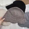 Chapéu de Lã com Renda Redutor de Idade Fofo para Mulheres no Outono e Inverno, Quente e Personalizado, Chapéu de Tricô Flor de Botão com Efeito Emagrecedor, Chapéu de Pescador Popular