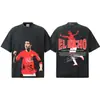 Primavera/Verão 2026 Cristiano Ronaldo Tinta Branca Estampa Direta Respirável Peso Pesado Gola Redonda Estilo Americano Manga Caída Tendência Masculina Manga Curta Camiseta