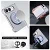 Aplicável ao iPhone Duo Versão Coreana Couro Liso Maçã 18 Tela Dobrável Duplo Eixo Central Capa de Celular Case com Suporte Magnético Rotativo