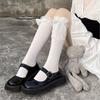 Calcetines de Encaje Lolita hasta la Pantorrilla Estilo Japonés Chica Suave Calcetines de Encaje con Lazo hasta Media Pantorrilla Algodón Sedas y Satines Dulces Calcetines de Princesa Calcetines para Niñas