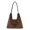 Bolso peludo nuevo, simple y de gran capacidad para mujer, bolso de hombro y cruzado versátil y moderno, bolso de felpa, bolso de mano de color liso