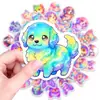 Nuevo juego de 50 pegatinas suaves y lindas de perros de dibujos animados de colores con diseños de arcoíris degradados para decorar botellas de agua y agendas