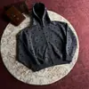 Moletom com capuz cinza de estilo retrô americano com estampa de estrelas, masculino, modelagem solta, jaqueta casual com zíper para o outono