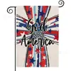 Popular Bandera de Jardín del Día de la Independencia de Amazon Perro Estrella Estampado Material de Lino Bandera Decorativa Americana para Exteriores
