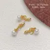 Banho de Ouro Real Cor que Preserva Estilo Antigo Zircônio Incrustado Pérola Espaçador Rosa Pingente Pulseira Feita à Mão DIY Acessórios para Joias com Contas