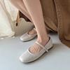 Sapatos Mary Jane Planos Estilo Francês 2025 Outono Nova Moda Bico Quadrado Raso Slip-On Fivela Sapatos de Vovó para Mulheres