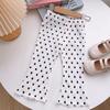 Calças casuais de verão para meninas, estilo ocidental, infantil, personalizadas, de marca da moda, estilo coreano, com ondas, bolinhas, flores, seda gelo, anti-mosquito, calças boca de sino