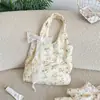 6841 Chal con Estampado Floral de Tulipán Amarillo Bolsa Tote Bolsa de Algodón con Textura de Encaje Falda de Capas Bolso de Hombro