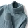 Suéter de lana pura para hombre, nuevo para otoño/invierno 2026, de importación transfronteriza, con cuello alto, corte holgado y base de punto de color liso
