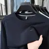 Outono Douyin Mais Vendido Moletom Casual Masculino Gola Redonda Fino Camiseta de Manga Longa Casual de Negócios Camada Base Superior