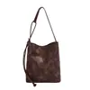 Bolso cubeta retro con estampado de leopardo para mujer, nuevo estilo 2026, bolso de hombro de gran capacidad, bolso cruzado y bolso tote con un organizador a juego