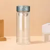 Vasos de Vidrio con Tapa Doble de Imitación de Titanio Impresos al por Mayor con Impresión de Logo, Vasos de Agua de Regalo Promocional, Vasos de Té, Vasos Publicitarios Grabados