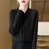 Nuevo cárdigan de lana 100% pura para Otoño e Invierno, para mujer, cuello POLO, estilo suave, solapa, abrigo de suéter tejido de cachemira, top