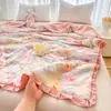 Versión Coreana 2026 Encaje Francés Estampado Floral Madre-Hijo Algodón Puro Doble Capa de Gasa Colcha de Verano Estilo Princesa Fresca Colcha Refrigerante de Verano
