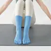 Meias de yoga pressão profissional cano alto Pilates meias esportivas pontilhadas antiderrapantes algodão cano médio comércio exterior bico dividido cinco dedos meias