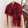 Liquidación Bufanda Nueva para Mujer Invierno Cachemira Sintética Cuadros Moda Versátil Cálida Estilo Ins Estudiante Chal con Borlas