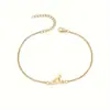 Pulsera Minimalista de Acero Inoxidable Transfronteriza con Letras de Oro Real, 26 Letras Inglesas A-Z, Unisex, Venta Directa del Fabricante