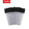 Pincel para Cílios Haste de Cristal Preto Pente Descartável para Extensão de Cílios Ferramenta Auxiliar para Cílios Pincel Espiral de Cristal Preto