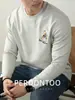 [Estilo Aristocrático Deportivo] Camiseta de Algodón Modal Mercerizado 60S con Diseño Clásico Bordado, Manga Larga, Prenda Base para Hombre