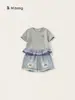 Ropa Infantil Bangxuan Niñas Ropa de Verano Bebé Niña Shorts de Mezclilla Conjunto de Dos Piezas Camiseta de Manga Corta para Niñas Conjunto Infantil
