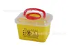 Caja sacapuntas Medical Profit Box cuadrada de 5 litros, amarilla, roja, de plástico desechable y grueso.