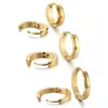 Pendientes de aro curvados de acero inoxidable de venta caliente transfronterizos, elegantes y versátiles para hombres, pendientes de estilo coreano, pendientes redondos electrochapados de moda, en stock