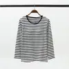 Nuevo Estilo Top de Algodón para Primavera y Otoño con Almohadillas en el Pecho, Rayas de Botones, Cuello Redondo, Mangas Largas, Estilo Japonés, Ropa de Casa, Pijama