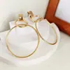 Pendientes Circulares Geométricos de Moda Transfronterizos Simples para Mujer, Pendientes de Botón Doble Redondo Versátiles de Metal, Tendencia Ins Nicho