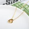 Collar de cadena para clavícula en forma de corazón estilo ins coreano chapado en oro real para conservar el color, diseño de nicho de moda para mujer, amor, doble anillo
