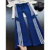 Calça Casual Masculina Klein Azul Padrão Escama de Dragão Color Block Verão Sensação Fresca Calça Listrada Fina Respirável Perna Reta Calça Esportiva
