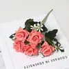 Flores Artificiales de Alta Gama, Ramo de 5 Rosas, Arreglo de Flores Falsas para Decoración del Hogar, Venta al por Mayor desde el Fabricante, Accesorios para Fotografía de Bodas