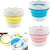 Lavador de Plumas Plegable Cubo Retráctil de Silicona Portátil Pequeño Lavador de Plumas para Niños Cubo Lavador Multifuncional para Plumas de Arte