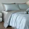 Casa Luz Luxo Verão Sensação Fresca Seda de Gelo Roupa de Cama Conjunto de Quatro Peças Dormitório de Alto Padrão Capa de Edredom Lençol Conjunto de Três Peças Estilo Lençol com Elástico