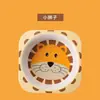 Conjunto de Tigela e Colher Infantil de Fibra de Bambu Desenho Animado Fofo Tigela para Refeição de Bebê Personalizada Tigela de Arroz Tigela de Sopa