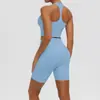 Nueva Ropa de Yoga Sexy Amigable con la Piel Espalda Cruzada Espalda Hermosa Sujetador Deportivo para Correr Pantalones Cortos de Yoga de Cintura Alta Conjunto de Fitness para Mujeres
