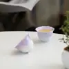 Taza de cerámica con borde festoneado y esmalte cristalino, taza de té de cerámica cocida en horno con degradado, taza de té personal, taza individual, regalo para mujer