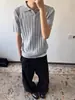 Camisa Polo de Punto de Manga Corta con Cuello de Gaviota para Hombre, Estilo Old Money, Camiseta de Hombro Normal, Manga Media Limpia Intelectual