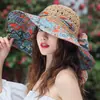 Chapéu de pescador de algodão e linho estilo japonês para mulheres, novo modelo de verão com tira preta, plissado, para proteger do sol, design artístico vintage, faz o rosto parecer menor, chapéu de proteção solar