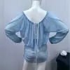 Vestido Azul de un Hombro con Mangas Largas para Mujer en Otoño, Vestido Adelgazante que Ceñe la Cintura con Mangas Murciélago, Estilo Chica Caliente de Puro Deseo, Vestido Corto Bodycon