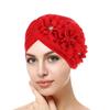 10 colores AliExpress sombrero pañuelo para la cabeza plisado sombrero de sandía aplique tres flores pañuelo para la cabeza sombrero bolsa de moda sombrero para la cabeza