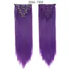 Atacado 22 polegadas 130g Conjunto de 7 peças Fibra Sintética Clip-in Apliques de Cabelo Peças de Cabelo Cabelo Liso Peças para Cobrir o Cabelo