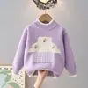 Suéter de Punto para Niña Otoño-Invierno Cuello Redondo Estilo Nuevo Capa Interior Abrigo Dibujos Animados Infantiles Suave Elegante Cálido Top para Niñas