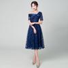 Vestido de Noche de Comercio Exterior 2026 Nuevo Estilo Japonés y Coreano Elegante Temperamento Anfitrión Longitud Media Vestido para Fiesta de Graduación Banquete