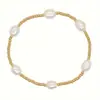 Pulsera Boho de Perlas de Agua Dulce Imitación con Cuentas Doradas, Pulsera Casual de Moda Transfronteriza para Dama